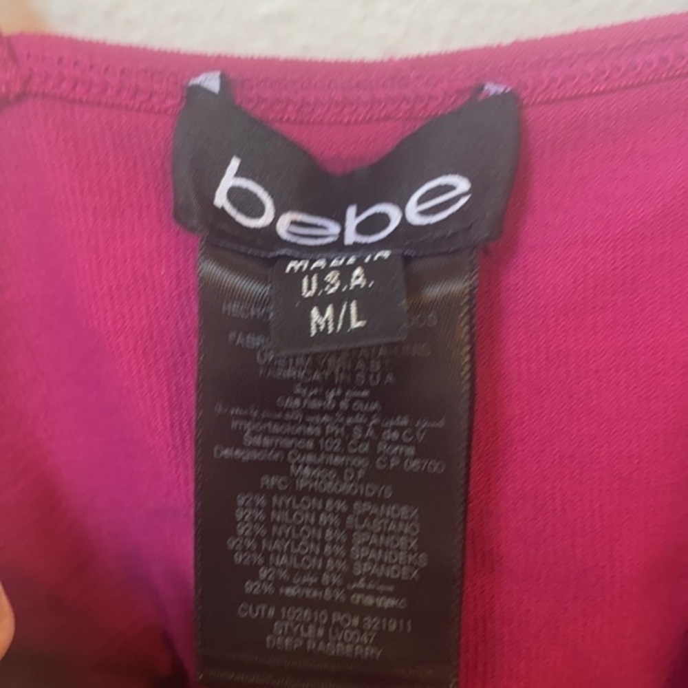 BEBE | M/L Fitted Bodycon Ribbed Dress - Adjustable Straps & Built in Bra Cups - Picture 13 of 14